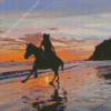 Horse Girl Ride On The Beach Diamond Painting