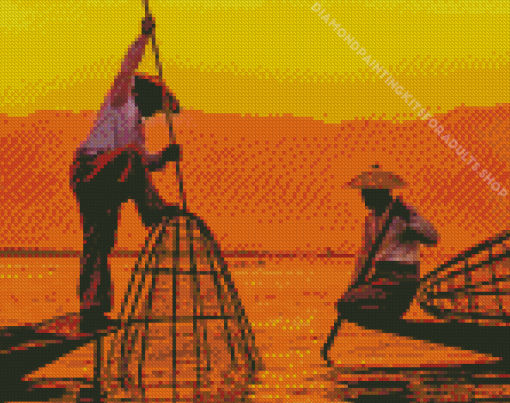 Inle Lake Fishing Myanmar Diamond Painting