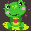 Kawaii Frog Holding A Heart Diamond Painting