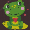 Kawaii Frog Holding A Heart Diamond Painting