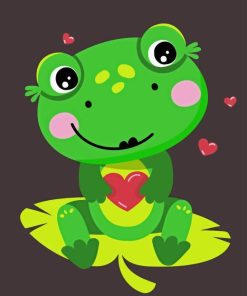 Kawaii Frog Holding A Heart Diamond Painting