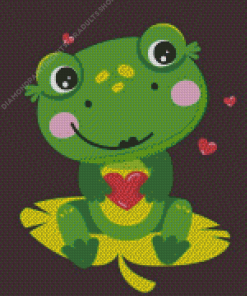 Kawaii Frog Holding A Heart Diamond Painting