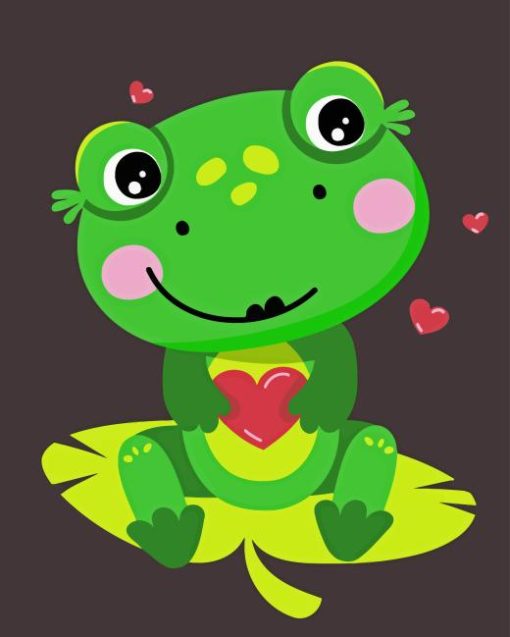 Kawaii Frog Holding A Heart Diamond Painting