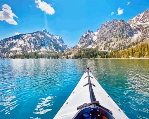 Kayaking In Jenny Lake Diamond Painting