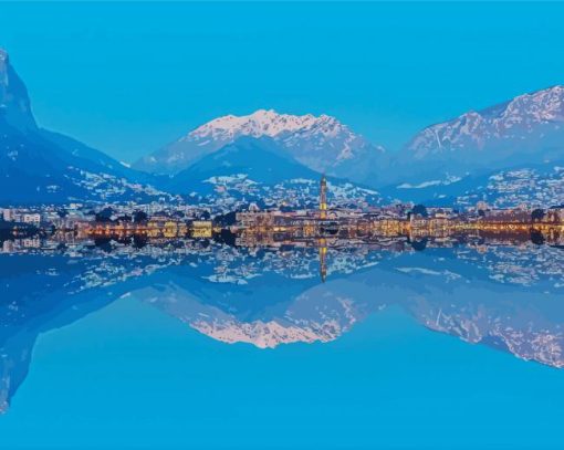 Lecco Italy Water Reflection Diamond Painting