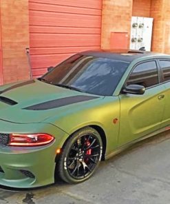 Matte Green Dodge Charger Diamond Painting