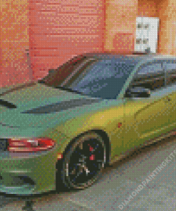 Matte Green Dodge Charger Diamond Painting