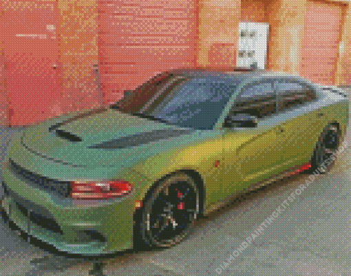 Matte Green Dodge Charger Diamond Painting