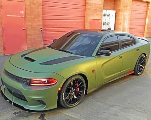 Matte Green Dodge Charger Diamond Painting