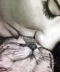 Monochrome Kissing Cat Diamond Painting