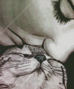 Monochrome Kissing Cat Diamond Painting