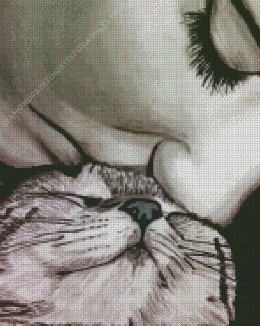 Monochrome Kissing Cat Diamond Painting