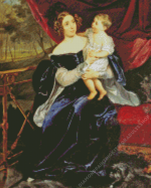 Orlova Davydova And Her Daughter Bryullov Diamond Painting