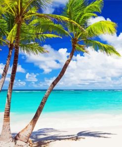 Palm Trees In Cozumel Beach Diamond Painting