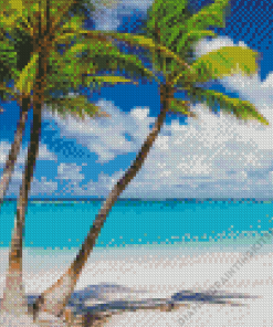 Palm Trees In Cozumel Beach Diamond Painting