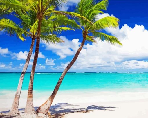 Palm Trees In Cozumel Beach Diamond Painting