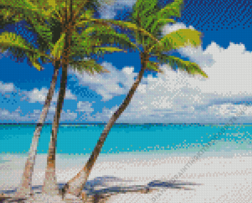 Palm Trees In Cozumel Beach Diamond Painting