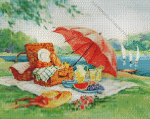 Picnic In The Park Near River Diamond Painting