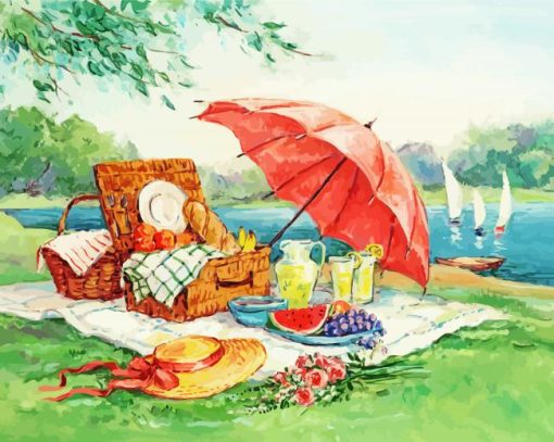 Picnic In The Park Near River Diamond Painting