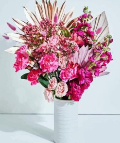 Pink Flowers In White Vase Diamond Painting