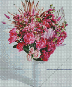 Pink Flowers In White Vase Diamond Painting