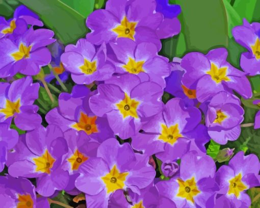 Purple Primroses Diamond Painting