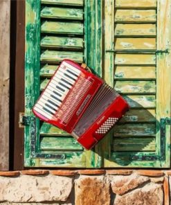 Red Accordion Diamond Painting