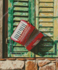 Red Accordion Diamond Painting