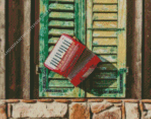 Red Accordion Diamond Painting