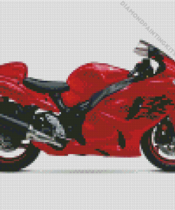 Red Hayabusa Motorcycle Diamond Painting