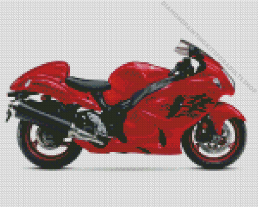 Red Hayabusa Motorcycle Diamond Painting