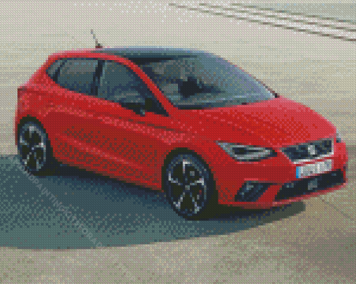 Red Ibiza Car Diamond Painting