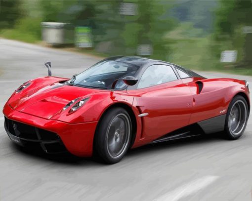 Red Pagani Huayra Car Diamond Painting