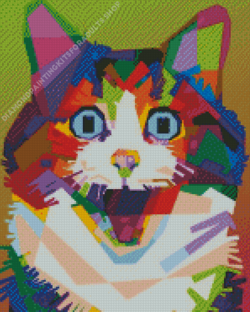 Surprised Cat Pop Art Diamond Painting