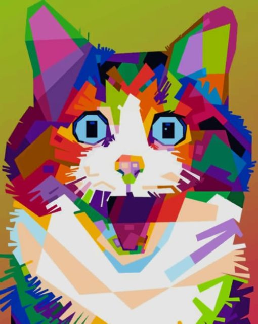 Surprised Cat Pop Art Diamond Painting