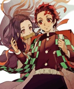 Tanjiro And Nezuko Cute Smiling Diamond Painting