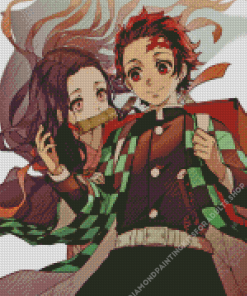 Tanjiro And Nezuko Cute Smiling Diamond Painting