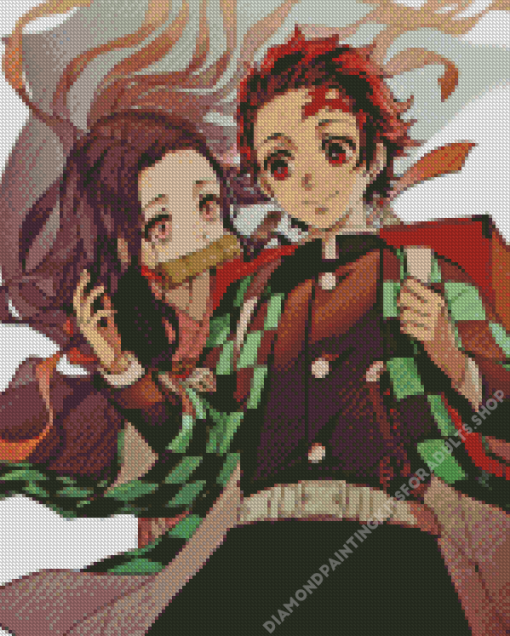 Tanjiro And Nezuko Cute Smiling Diamond Painting