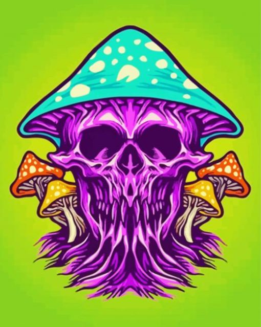 Trippy Mushroom Skull Diamond Painting