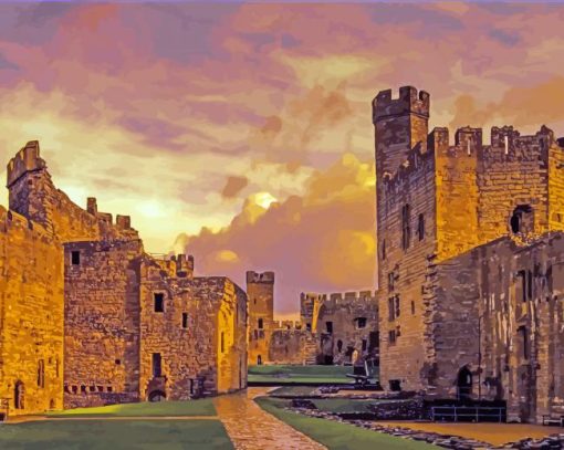 Vintage Caernarfon Castle Diamond Painting