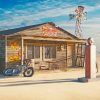 Vintage Road Gas Station Diamond Painting