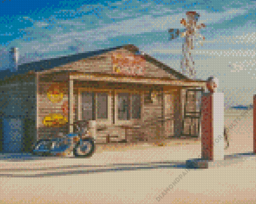 Vintage Road Gas Station Diamond Painting