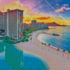 Waikiki Beach Buildings View Diamond Painting