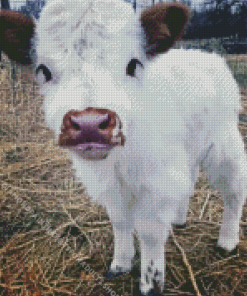 White Mini Cow Diamond Painting