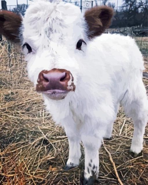 White Mini Cow Diamond Painting