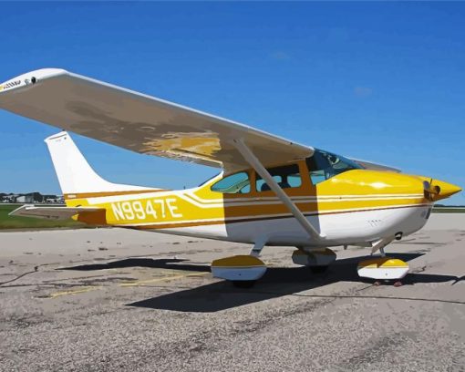 White Yellow Cessna 182 Skylane Diamond Painting