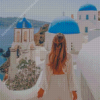 Woman In Santorini Diamond Painting