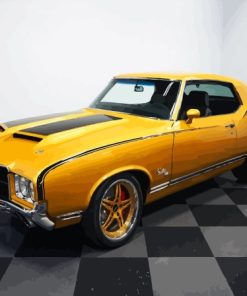 Yellow Oldsmobile Cutlass Classic Car Diamond Painting