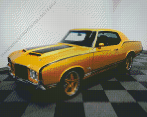 Yellow Oldsmobile Cutlass Classic Car Diamond Painting