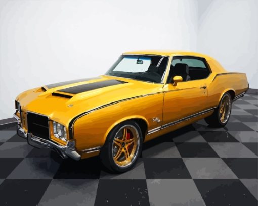 Yellow Oldsmobile Cutlass Classic Car Diamond Painting